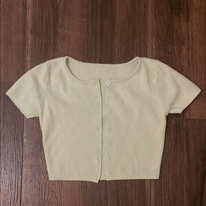 SHEIN Light Green Button Down Shirt Classic Knit Top